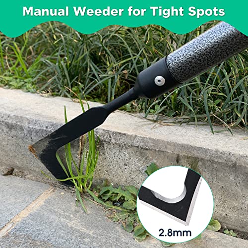 Lilyvane Crack Weeder for Crevice Weeds Weeding: 74” Long Handle, Heavy Duty Carbon Steel Weed Puller for Sidewalk Paver Deck Boards Weed Removal - size: 74"
