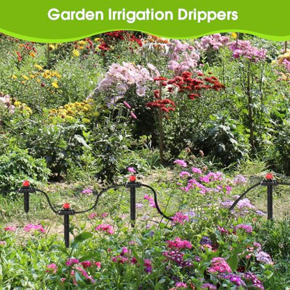 25 Pcs Drip Irrigation Emitters with Stake - Adjustable Drip Emitter Stream for 1/4" Drip Line Irrigation Tubing - Drip Irrigation System Parts Drippers Sprinkler Heads for Garden Watering System -Red - style: 25 Pcs Red Double Hole Drip Emitters Stream