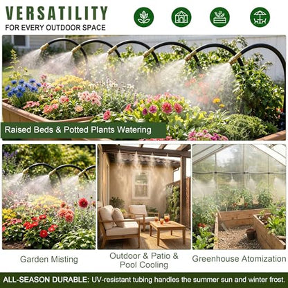 40PCS Push-to-Fit Drip Irrigation Mister Emitters for 1/4" Irrigation Tubing, Copper 360° Adjustable Bendable Atomizing Nozzles with T-Connectors,Micro Spray Nozzles for Garden Greenhouse Agricultural - size: 40PCS 360° Bendable Misting Copper Nozzles