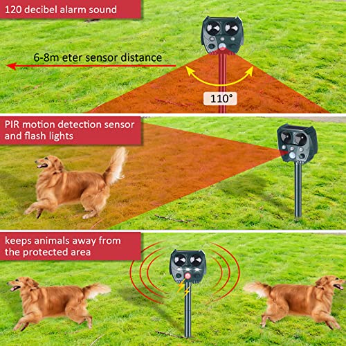 4 Pack 2026 Solar Ultrasonic Animal Repellent for Cat Deer Squirrel
