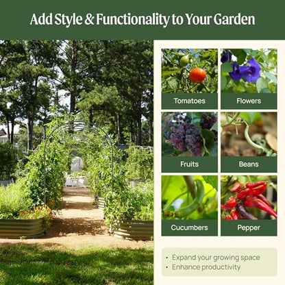 Vego Garden Modular Arched 2.0' Long Trellis System for 2.0‘ x 4.0' or 4.0' x 8.0' or 2.5' x 9.5' Garden Bed for Climbing Plants Like Cucumber Beans Tomatoes & Vines (Garden Beds Not Included) - size: 2.0 Ft Long