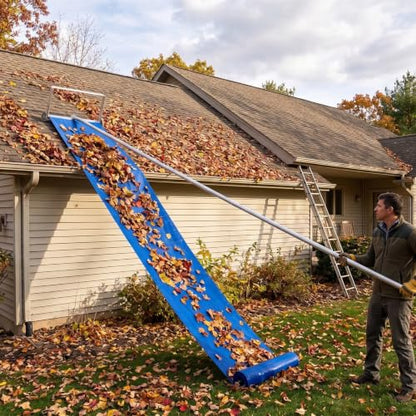 Outvita Snow Roof Rake, 5.3-20FT Extendable Aluminum Pole, Blue - color: Blue, size: 20FT