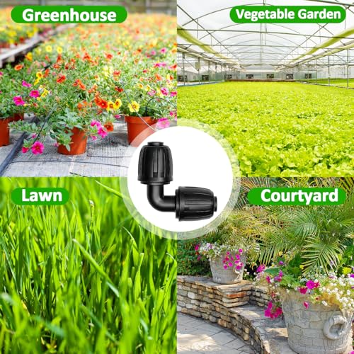 1/2 Inch Drip Irrigation Elbow Fittings, 13 Pack Anti-Drop Lock Nut Barbed Elbow Connectors for 1/2 Inch Drip Tubing (1/2" ID x 0.65" OD) Reusable Irrigation Parts for Garden Drip System - size: 1/2" Lock Nut Elbow