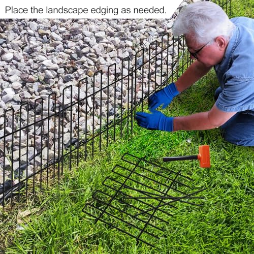 26 Panels No Dig Animal Barrier Fence, 13in(H) x 37ft(L) Garden Edging Border Fencing, Rustproof Metal Stakes Decorative Garden Fence, Dog Digging Defense Fencing Barrier for Outdoor, Yard, Patio - size: 26 Panels, 13in(H) x 37ft(L)