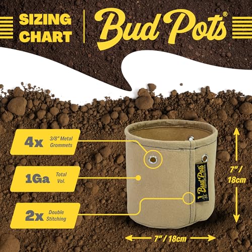 BudTrainer BudPots Grow Bags for Low Stress Training, 1 Gallon, 5-Pack, Tan - size: 1 Gallon