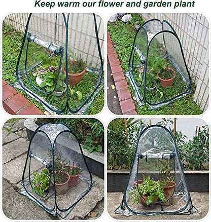 porayhut Pop Up Greenhouse Cover ,Pack of 2 Pcs,Flower House Mini Gardening Plant Flower Sunshine Room Room,Backyard PVC Greenhouse Cover for Cold Frost Protector Gardening Plants - style: 2 Pcs Pear Shape Plant Cover