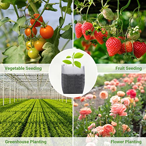 Greaner 100PCS Nursery Growing Bags Large, 7.8x8.6 inches Biodegradable Non-Woven Fabric Seedling Grow Bag, Seed Starting Pots Pouches for Planting Seedling Cutting Clones, White Plant Nursery Bags - size: 7.8"x8.6"/100pcs