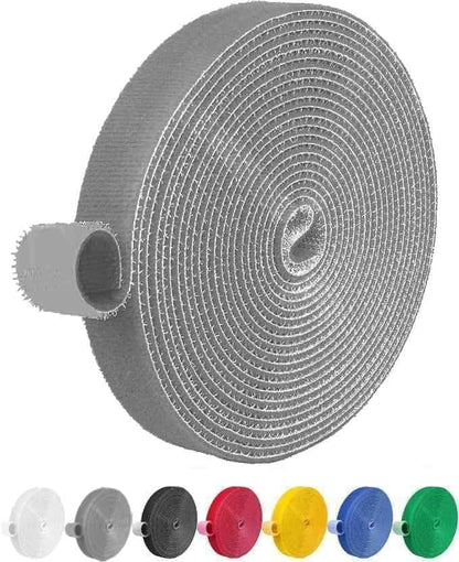 IFNOW 32FT Reusable Fastening Tape Cable Ties Double-Sided Hook-and-Loop Cable Management Tape Strength and Durability 0.4''/Width (1, Gray) - color: Gray
