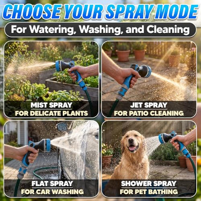 Garden Hose Nozzle, 10 Spray Patterns, Thumb Flow Control, Blue - color: Blue