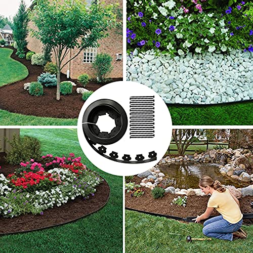 2" x 40' Plastic Landscape Edging Border Black, 40 Spikes