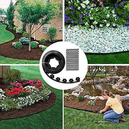 2" x 40' Plastic Landscape Edging Border Black, 40 Spikes