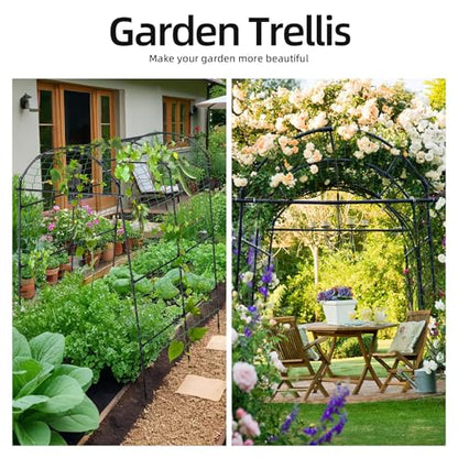 Garden Arch Arbor Trellis for Climbing Plants Outdoor, 7.8 ft - size: 82.6 x 70.6 x 43.3 in, Arch Arbor, Black