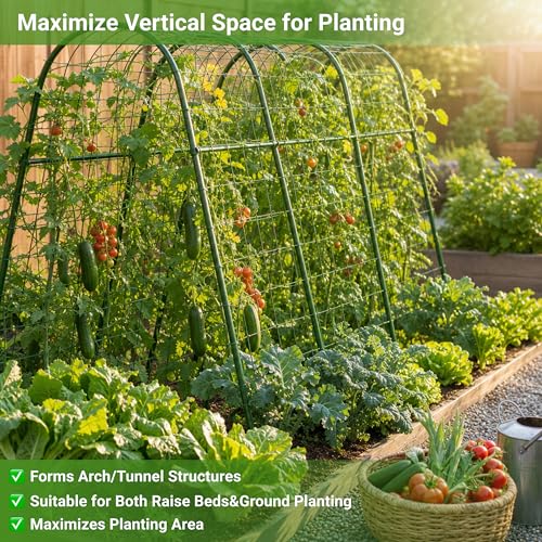 Cucumber Trellis for Raised Bed, U-Shape Arch Metal Garden Trellis for Climbing Plants, Heavy Duty Plant Trellis Outdoor, Easy Assembly Rustproof Trellis for Vines (U Frame Trellis)