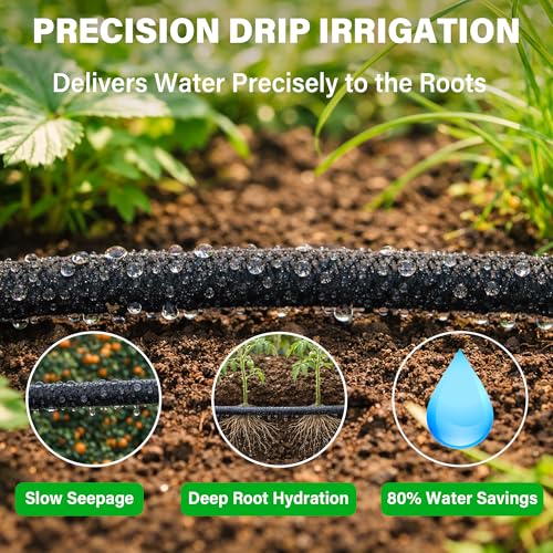 MIXC Drip Irrigation System with 100FT 1/4" Soaker Hose - size: 110ft