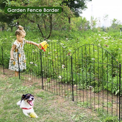 Metal Garden Fence 28 in x 11.7 ft, Dog Fence Outdoor for Yard - size: 28"Hx11.7ft (5 panels)