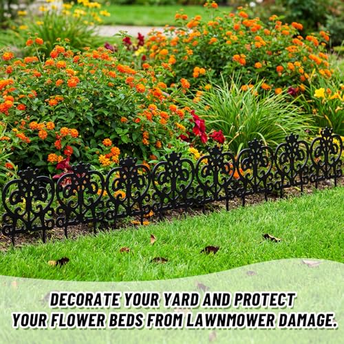 4 Pcs Iron Sheet Decorative Garden Edging, Rustic, Black