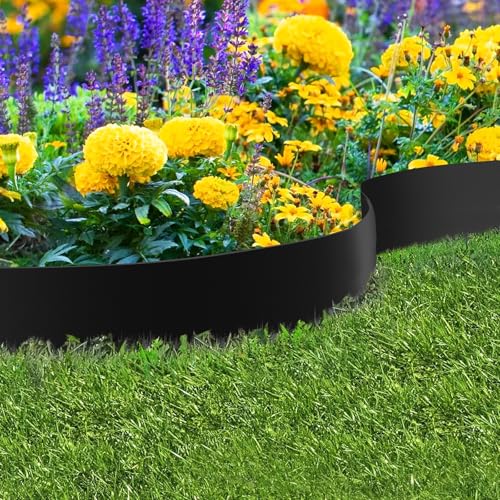 6 Pack Metal Edging for Landscaping, 41" L × 9" H Garden Edging - color: Black, size: 9.4 Inch