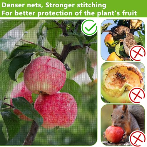 10.8 x 9.8 Ft Black Large Fruit Tree Netting with Zipper and Drawstring, Breathable Mesh Garden Bird Netting Plant Cover, Insect Bird Barrier Net Mesh for Protect Fruits Plants from Squirrel Bugs - size: 10.8 x 9.8 Ft