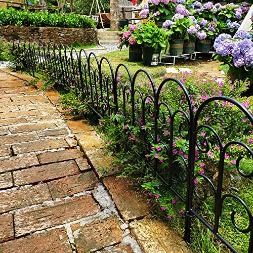 Garden Edging Border Decorative Fences Panel 18" W x 16" H 5 Pack for Flower Bed Edging Rustproof Dog Animal Barrier Fencing for Yard Metal Black