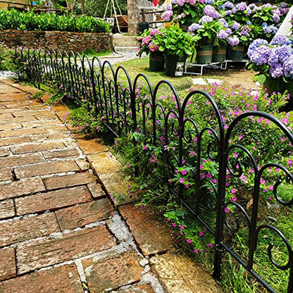 Garden Edging Border Decorative Fences Panel 18" W x 16" H 5 Pack for Flower Bed Edging Rustproof Dog Animal Barrier Fencing for Yard Metal Black