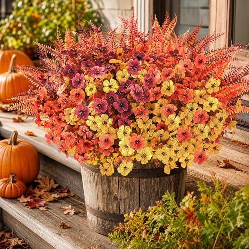Artificial Fall Flowers for Outdoors, Fall Flowers Decor, 15Pcs Fake Mums - size: 15 pcs