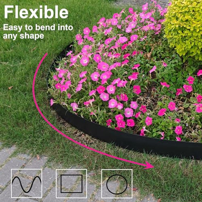 33FT Landscape Edging 4 in Tall with 45 Spikes, Garden Edging Border and 1 Hammer, Plastic Landscape Edging Border Lawn Edging for Landscaping, Flower Beds, Yard - size: 4 In x 33 FT