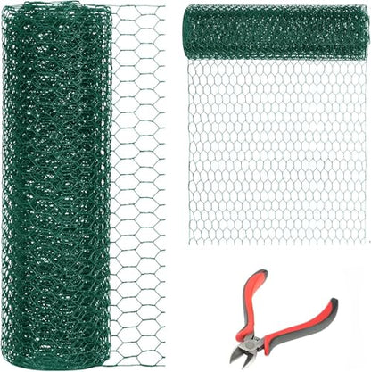 48'' x 50' Green Chicken Wire Fencing, 1 inch Chicken Wire and 19 Gauge Poultry Netting, Garden Mesh Fence Roll for Floral Arrangements/Crafts/Farm/Livestock/Pet Protection - size: Green 48'' x 50'