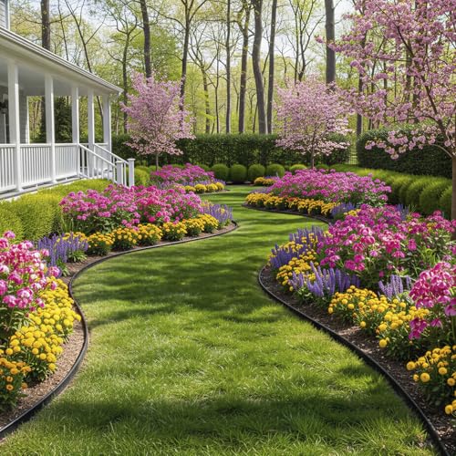 Garden Edging, 110FT x 2" Flexible Plastic Landscape Border with 106 Stakes - style: 110FT