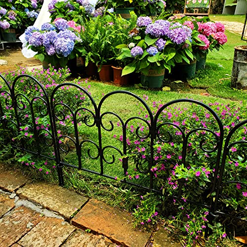 Garden Edging Border Decorative Fences Panel 18" W x 16" H 5 Pack for Flower Bed Edging Rustproof Dog Animal Barrier Fencing for Yard Metal Black