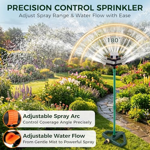 4 Way Adjustable Mini Turbo Oscillating Lawn Sprinkler(Weighted Base) - style: Metal Weighted Base