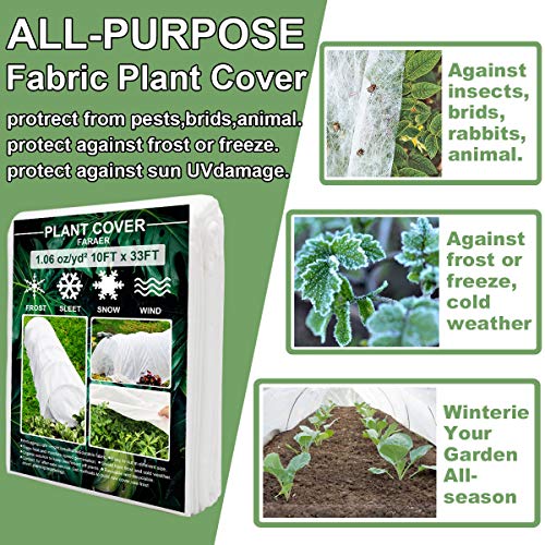 Plant Covers Freeze Protection 10×33ft Row Cover Against Frost Snow - size: 10ftx33ft
