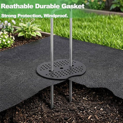 Landscape Staples 6 Inch - 50 Pack Heavy Duty U-Shaped Garden Stakes (50 Pins + 50 Gaskets), 11 Gauge Galvanized Ground Anchors for Weed Barrier Fabric, Sod, Lawn Edging (50)
