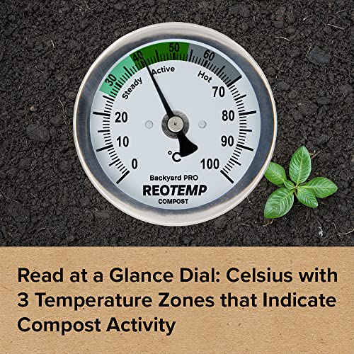 Reotemp 24 Inch Celsius Backyard Pro Compost Thermometer with Digital Composting Guide - size: 61cm Stem