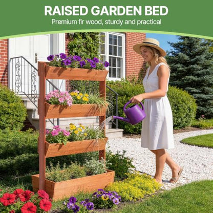 Suteck Raised Garden Bed, 4 Tier Vertical Wooden Planter Box - size: 4 Tier