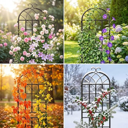 4-Pack 71" Black Metal Garden Trellises with Butterfly Design - color: 4 Pack 71"- Butterfly Scrollwork