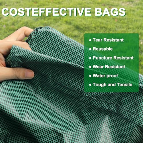 2 Pack Leaf Bags, 53 Gallon Reusable Yard Waste Bags, Heavy Duty Lawn bags Garden Bags for Leaves, Stand-Up Yard Waste Bin with Handles for Grass, Debris and Garbage