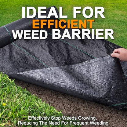 Winisok 3FT x 100FT Weed Barrier Landscape Fabric, 3.2oz Weed Control Geotextile Garden Cloth, Heavy Duty Breathable Mulch Ground Cover Black Mat for Backyard Landscaping Farming (2 Pack 3FT x 50FT) - size: 3FT x 100FT