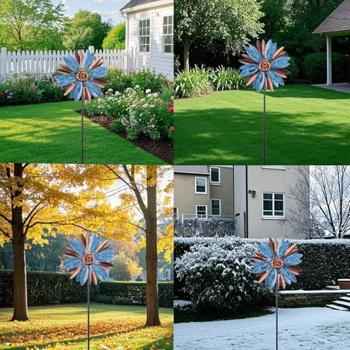 Wind Spinners Outdoor, Metal Kinetic Wind Sculpture Windmill Garden Decor - size: 4.26 ft