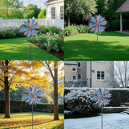 Wind Spinners Outdoor, Metal Kinetic Wind Sculpture Windmill Garden Decor - size: 4.26 ft