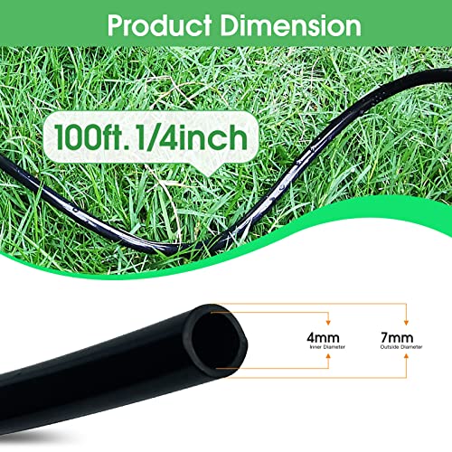 Maotong 100FT 1/4 inch Drip Irrigation Tubing Distribution Hose Tube for Garden Irrigation System - size: 100 FT 1/4"