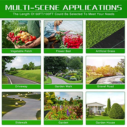 Weed Barrier Landscape Fabric Heavy Duty, 2.6FT x 50FT Thicken Garden Fabric Weed Mats, Weed Control Garden Cloth, Woven Geotextile Fabric for Garden Beds, Underlayment, Commercial Driveway - color: 2.6X50FT