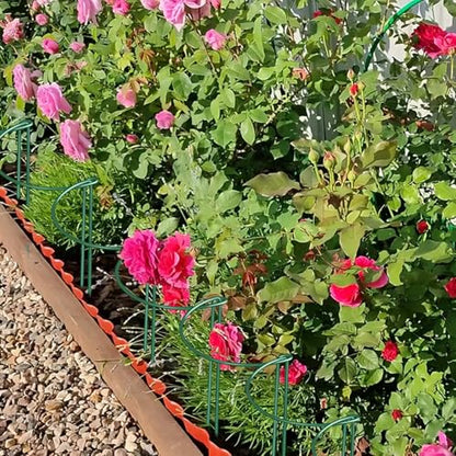 12 Pack Plant Support Stakes, 10" Wide x 16" High Half Round Metal Peony Cages and Support, Green Garden Plant Stake Plant Support Ring Border for Peony Tomato, Hydrangea, Flower Indoor Outdoor
