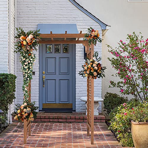 VINGLI Wood Garden Arbor, 85in Wedding Arch Garden Trellis for Plant Climbing, Pergola for Garden Backyard, Lawn (Dark Brown)