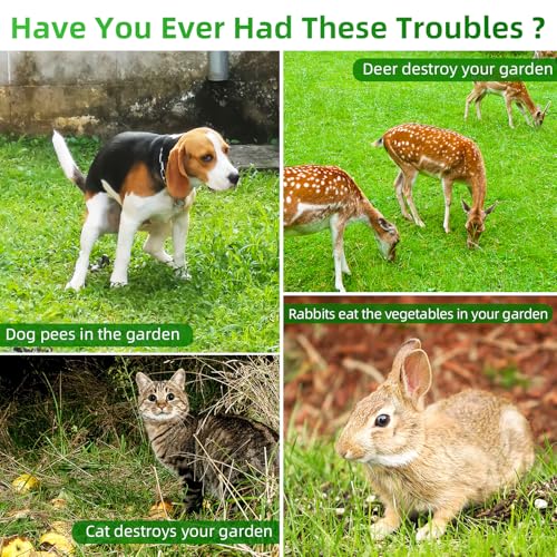 2026 Ultrasonic Solar Animal Repellent Outdoor, Deer Repellent Devices Cat Squirrel Rabbit Dog Raccoon Deterrent with Motion Sensor Flash Light for Yard Garden Lawn 2 Pack(Green)