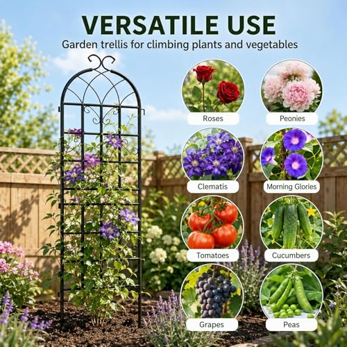 4-Pack 71" Black Metal Garden Trellises with Butterfly Design - color: 4 Pack 71"- Butterfly Scrollwork