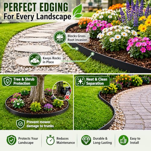 40FT Steel Landscape Edging (12-Pack, 40" L x 6" W) - color: 40'' L x 6'' H, style: 12 Pack