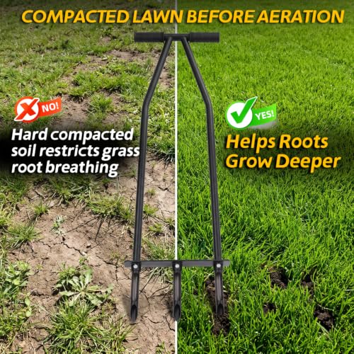 Manual Core Aerator Lawn Tool, Alloy Steel Sturdy Grass Coring Aerator, Lawn Care Aeration Tool for Compacted Yard Soil