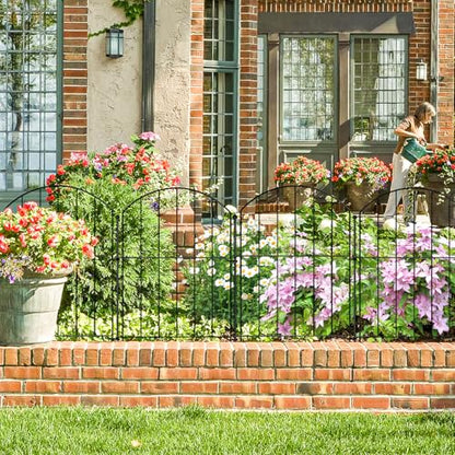 GOTGELIF Decorative Garden Fence 25 Panels, 17''(H) x26.7FT(L) Arched No Dig Animal Barrier with 26 Rustproof Stakes - Metal Dog Fence for Small Pets, Yard & Patio Border, Easy Install & Sturdy Design - size: 17" X 26.7FT