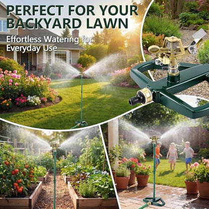 Impact Sprinkler for Yard Large Area with Extension Risers(Spike Base)