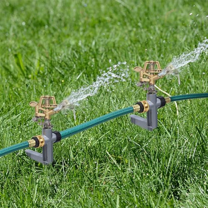 Biswing 2 Pack Impact Sprinkler Head on Metal Step Spike, Heavy Duty Zinc Alloy Lawn Sprinkler, Adjustable Coverage Nozzle on Sturdy Spike Base, 360 Degree Large Area Irrigation - color: Alloy color